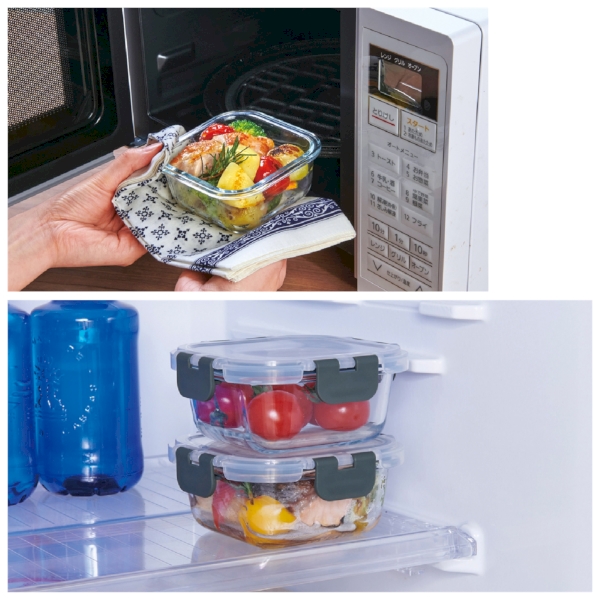 蓋付き耐熱ガラス保存容器2個組の商品画像5枚目