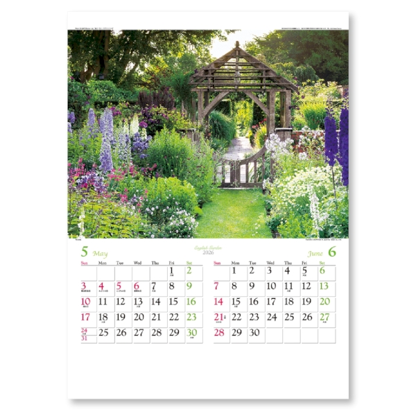 イングリッシュ・ガーデン　【1色印刷代込】【2026年 午年 壁掛けカレンダー】の商品画像3枚目
