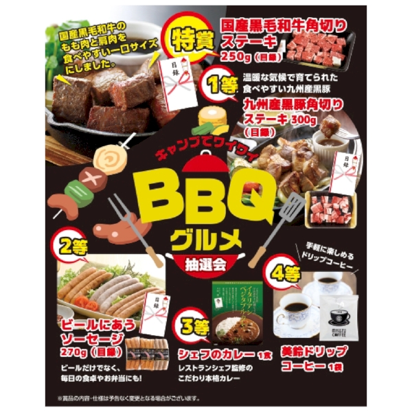 キャンプでワイワイBBQグルメ抽選会100人用【抽選会キット】の商品画像3枚目
