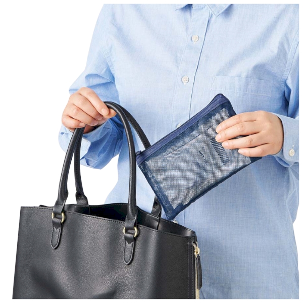 防災緊急7点セット　メッシュポーチタイプ：ネイビーの商品画像5枚目