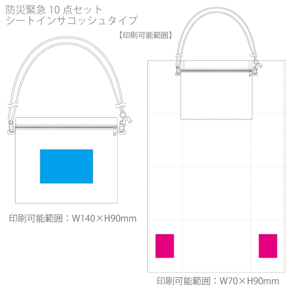 防災緊急10点セット　シートインサコッシュタイプ：ブラックの商品画像3枚目