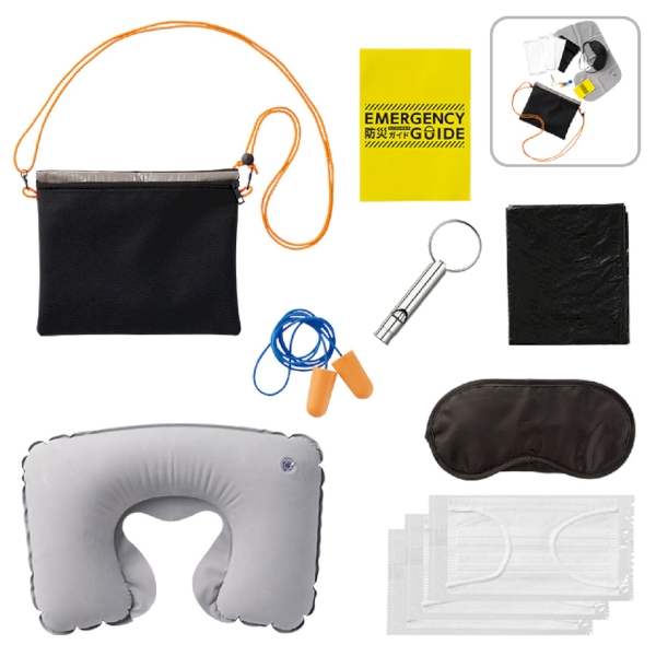 防災緊急10点セット　シートインサコッシュタイプ：ブラックの商品画像4枚目