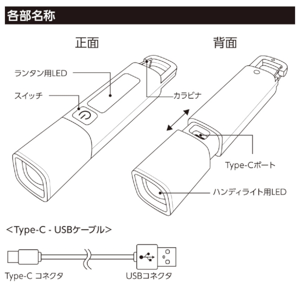 LED2WAYハンディライト：ブラックの商品画像11枚目
