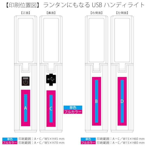 ランタンにもなるUSBハンディライト(チャージャー機能付)：ホワイトの商品画像3枚目