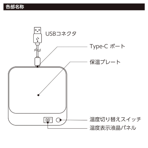USBカップウォーマー　スクエア：ブラックの商品画像8枚目
