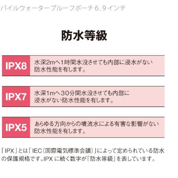 モバイルウォータープルーフポーチ6.9インチ(クリップ全面印刷対応)：ブラックの商品画像7枚目