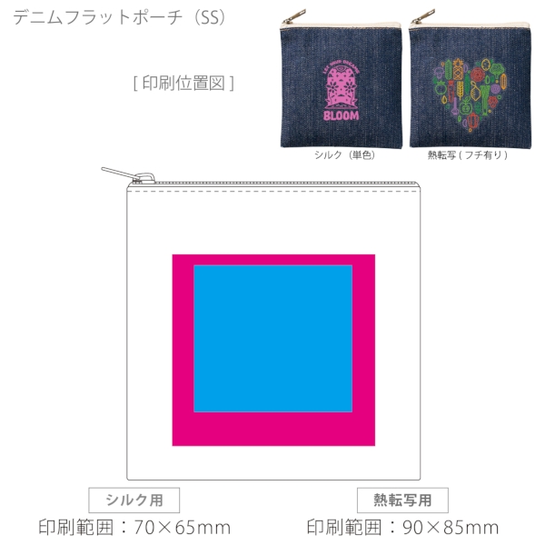 デニムフラットポーチ(SS)：インディゴの商品画像3枚目