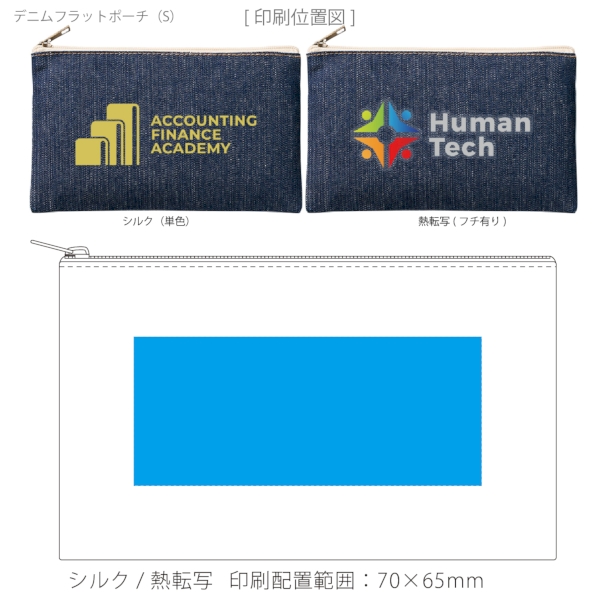 デニムフラットポーチ(S)：インディゴの商品画像3枚目