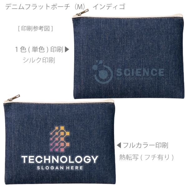 デニムフラットポーチ(M)：インディゴの商品画像2枚目