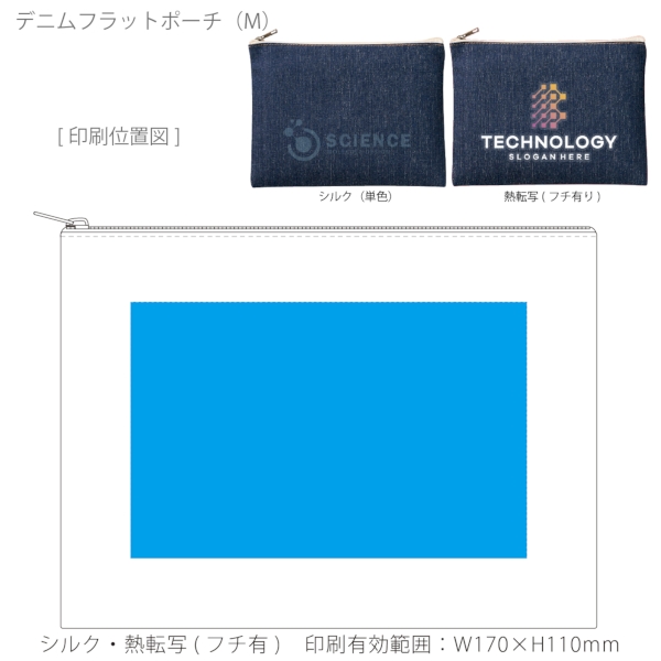デニムフラットポーチ(M)：インディゴの商品画像3枚目