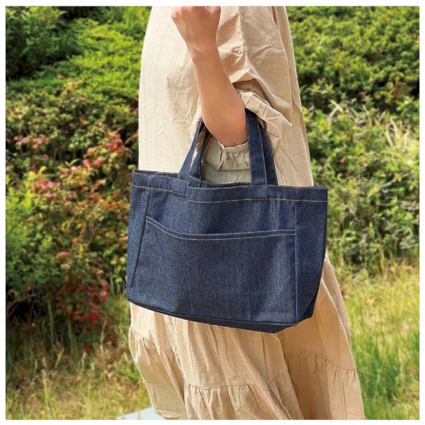 デニムフロントポケットトート：インディゴの商品画像2枚目