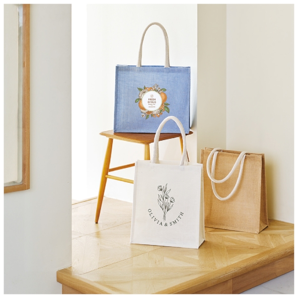 ジュートスクエアトート(ML)：ナチュラルホワイトの商品画像6枚目