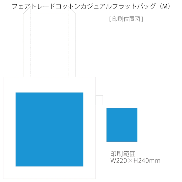 フェアトレードコットンカジュアルフラットバッグ(M)：ネイビーの商品画像3枚目