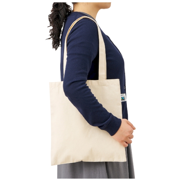 フェアトレードコットンカジュアルフラットバッグ(M)：ナチュラルの商品画像7枚目