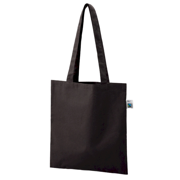 フェアトレードコットンカジュアルフラットバッグ(M)：ナイトブラックの商品画像8枚目