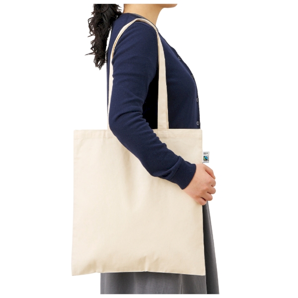 フェアトレードコットンカジュアルフラットバッグ(L)：ナチュラルの商品画像7枚目