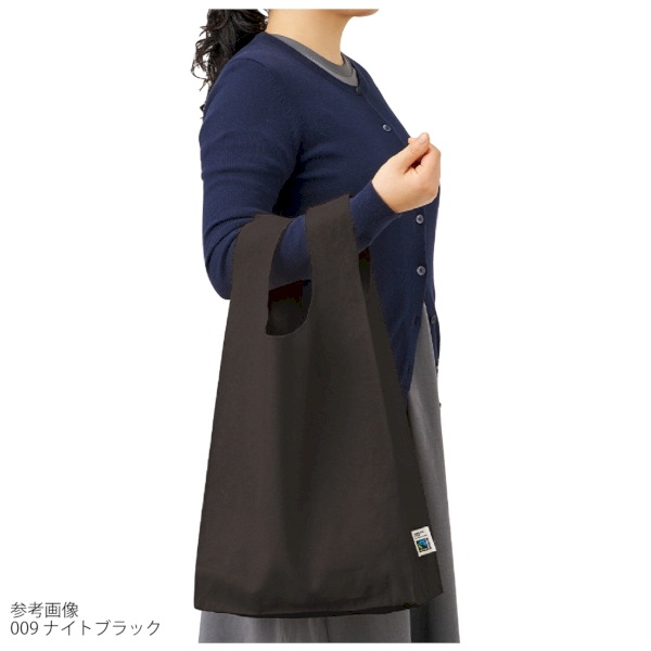 フェアトレードコットンマチ付マルシェバッグ：ネイビーの商品画像7枚目