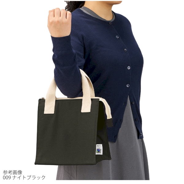 フェアトレードコットンスクエア保冷トート(S)：ネイビーの商品画像8枚目