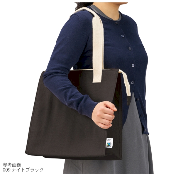 フェアトレードコットンスクエア保冷トート(M)：ネイビーの商品画像8枚目