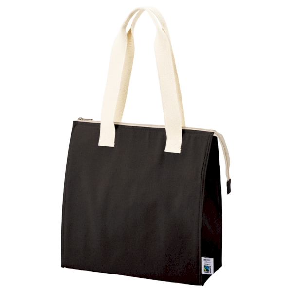 フェアトレードコットンスクエア保冷トート(M)：ナイトブラックの商品画像9枚目