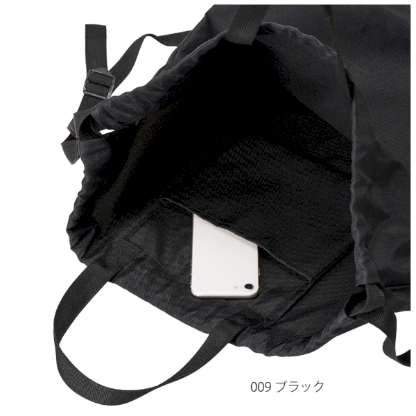 ハンドル付ポリ巾着リュック：ネイビーの商品画像4枚目