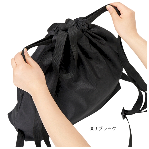 ハンドル付ポリ巾着リュック：ネイビーの商品画像6枚目