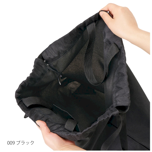 ハンドル付ポリ巾着リュック：ブラックの商品画像5枚目