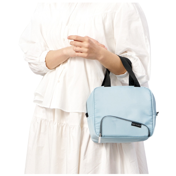 スマホが立てられるクーラーランチバッグ：ライトブルーの商品画像9枚目