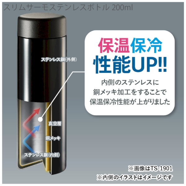スリムサーモステンレスボトル200ml　ver.2：ライトシルバーの商品画像4枚目
