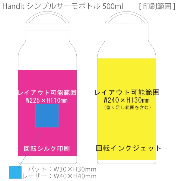 Handitシンプルサーモボトル500ml：ピンクベージュの商品画像3枚目