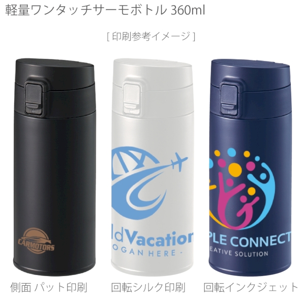 軽量ワンタッチサーモボトル360ml：ブラックの商品画像2枚目