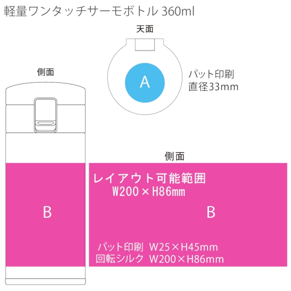 軽量ワンタッチサーモボトル360ml：ブラックの商品画像3枚目
