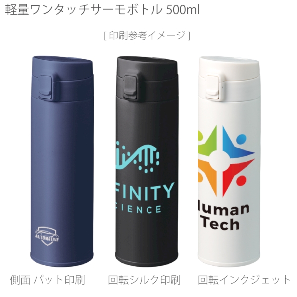 軽量ワンタッチサーモボトル500ml：ネイビーの商品画像2枚目