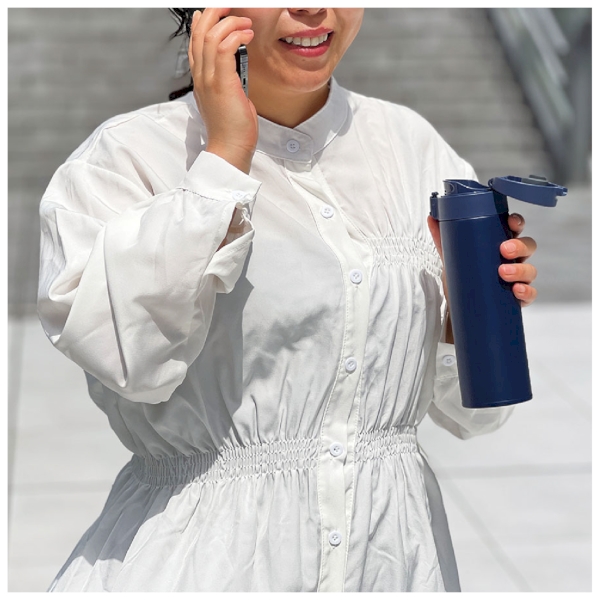 軽量ワンタッチサーモボトル500ml：ネイビーの商品画像7枚目