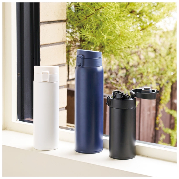 軽量ワンタッチサーモボトル500ml：ネイビーの商品画像8枚目