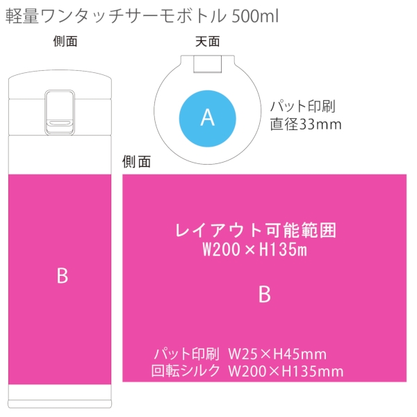 軽量ワンタッチサーモボトル500ml：ブラックの商品画像3枚目
