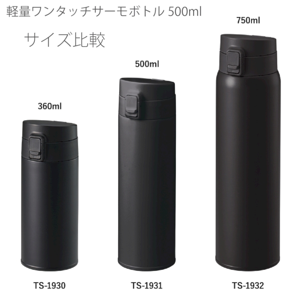 軽量ワンタッチサーモボトル500ml：ブラックの商品画像10枚目