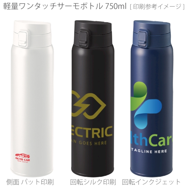 軽量ワンタッチサーモボトル750ml：ネイビーの商品画像2枚目