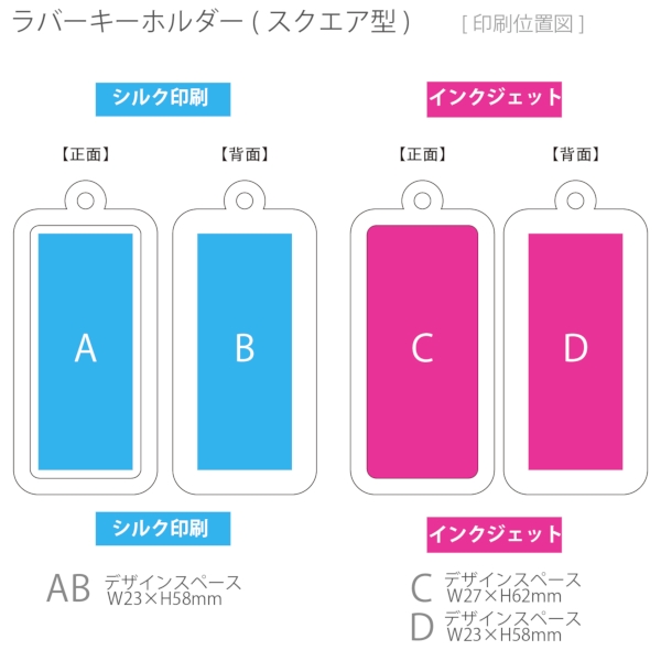 ラバーキーホルダー(スクエア型)：ブラックの商品画像3枚目