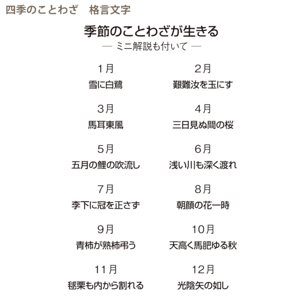 四季のことわざ　格言文字｜格言 壁掛けカレンダー2026午年の商品画像3枚目