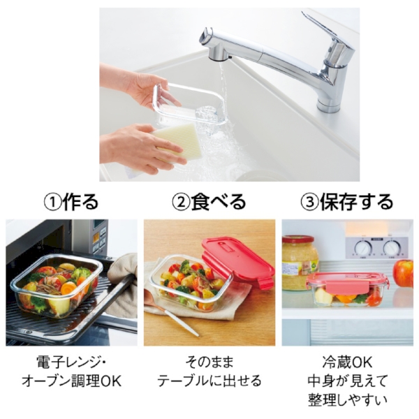 フタ付耐熱ガラス保存容器の商品画像2枚目