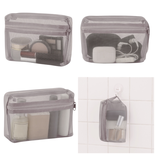 プラシャープ・取っ手付きメッシュボックスポーチ(グレー)の商品画像2枚目