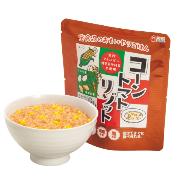 おもいやりごはん　コーントマトリゾット280g(スプーン付)【防災食品】の商品画像2枚目