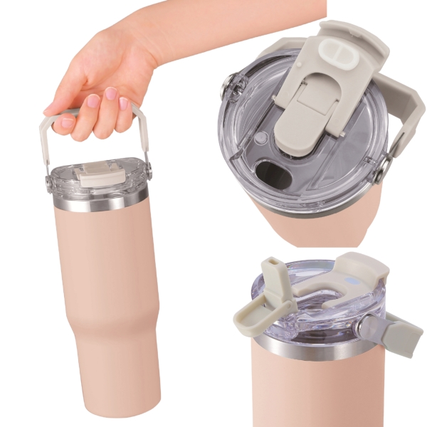 アンサンブル　ハンドル付き真空二重2WAYタンブラー(ストロー付き)(ピンク)の商品画像2枚目