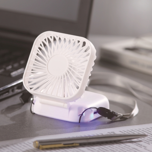 充電式3WAY折りたたみハンディファン(ネックストラップ付き)の商品画像2枚目