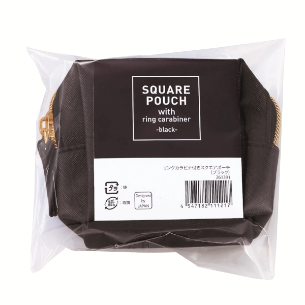リングカラビナ付きスクエアポーチ(ブラック)の商品画像7枚目