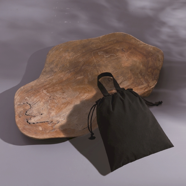 スフィア・リサイクルコットンフラット2WAY巾着バッグ(ブラック)の商品画像4枚目