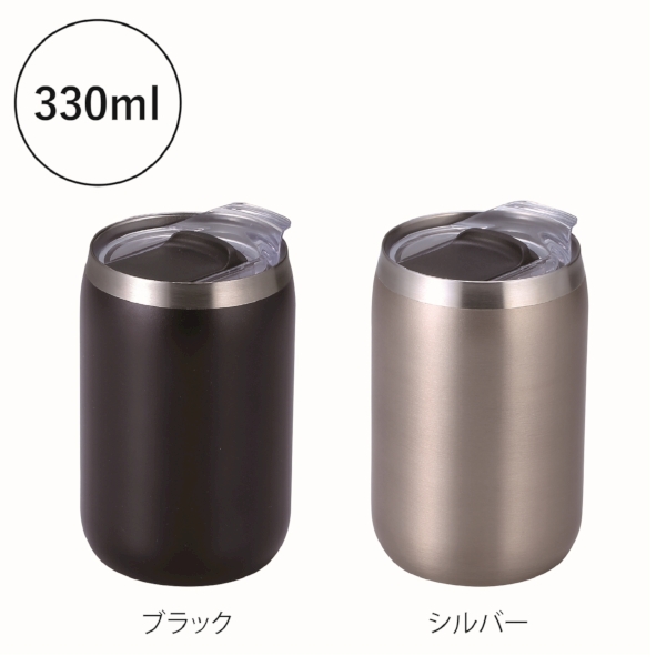 スライド式蓋付き真空二重構造ステンレスタンブラー(ブラック)の商品画像5枚目