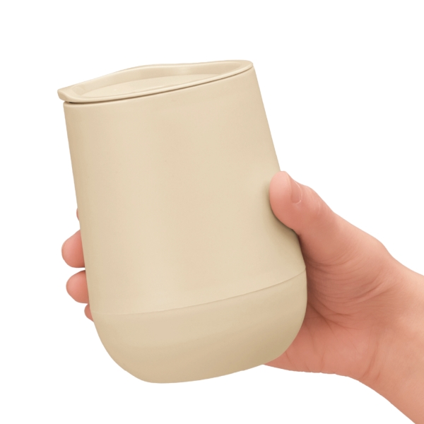 蓋付き二重構造ラウンドタンブラー(ベージュ)の商品画像2枚目