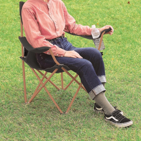 レジャーアンドライフ・ポータブルチェア(ひじ掛け付き)(ブラック)の商品画像2枚目